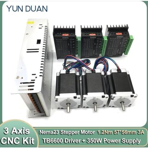 3PCS Nema23 Stepper Motor 8mm Shaft &Driver With mach3 Breakout Board kit 57*56mm 3A 1.2Nm 172Oz-in 3 Axis 2ph 4 Wires cheap