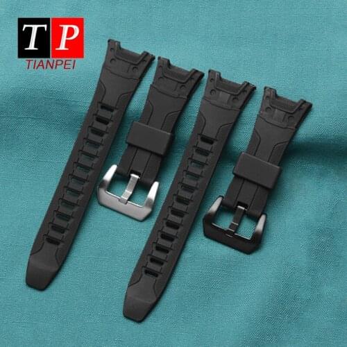 Silicone watch band for casio PRG-110Y/PRW-1300Y waterproof sports black rubber 13mm watch strap replace watch bracelet mens