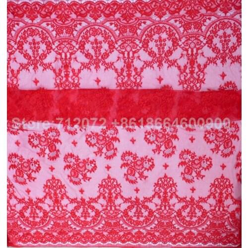 Red/ivory/skin/white/Cream 59'' width 3 metter length high quality wedding dress/evening dress france lace fabric by piece