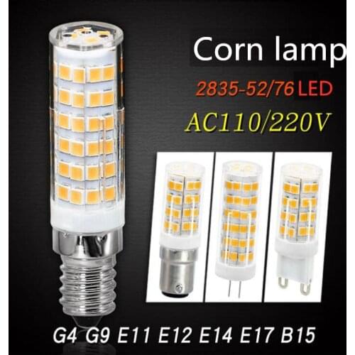 G4 G9 E14 E12 B15 E11 E17 LED Bulb 220V/110V LED Corn Bulbs 8W 10W Light Bulbs 52/76LED 360 Degree 2835SMD 76LED
