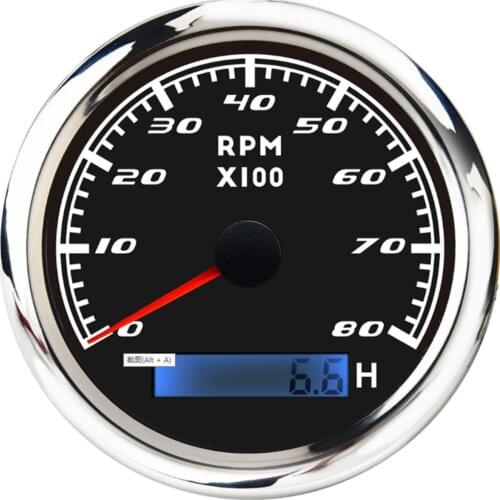 Marine Boat Tachometer Gauge LCD Hour Meter 8-32V 8000 RPM 85mm High Quality