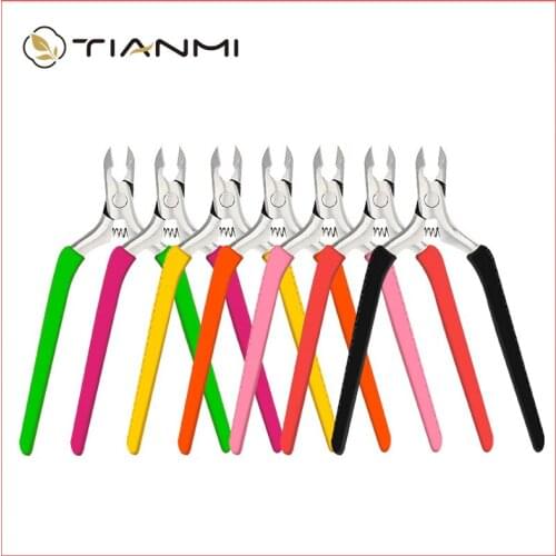 TIANMI Design Silicone Handle Nail Cuticle Scissor Stainless Steel Colorful Dead Skin Remover Scissor Plier Pusher Tool Manicure