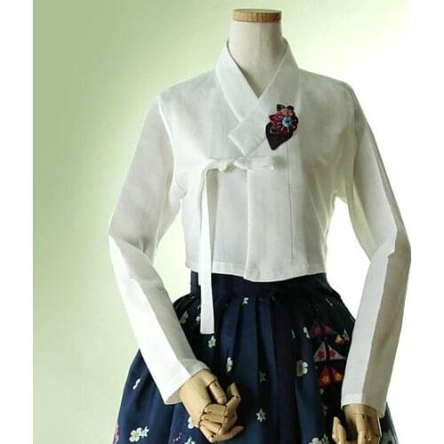 Traditional korea shirt Women blouse Underwear Cotton Tops Daily White Spring