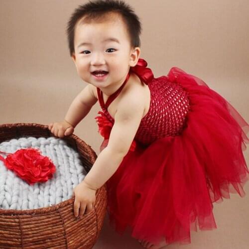 Princess Tulle Baby Crochet Tutu Dress Baby Girls Party Photo Wedding Costume Big Peony Flower Infant Tutu Dress TS042