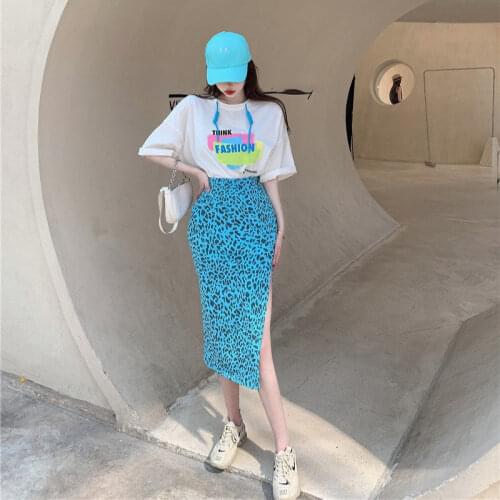 Skirts Womens 2021 New Summer Korean Version of All-match Temperament Mid-length Slim-fit Skirt Split Slim-fit Skirt