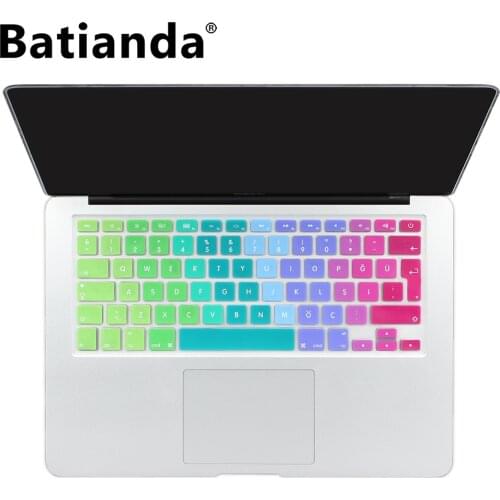 Gradient Rainbow Waterproof EU/UK Layout Keyboard Protector Cover Stickers Skin For MacBook Pro 13 15 17 Retina & Air 13