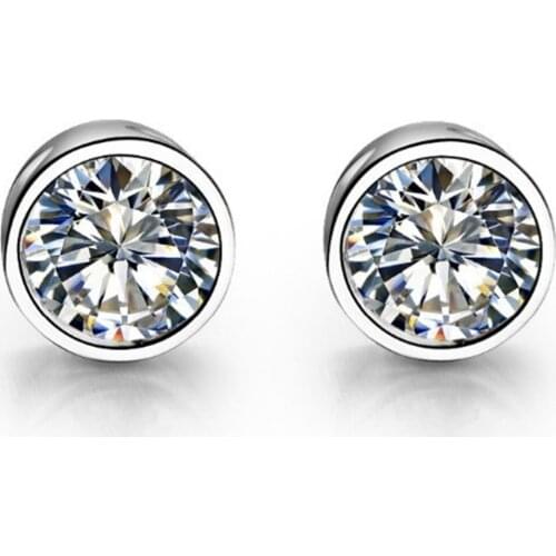 0.5CT/Piece Solid 14K White Gold AU585 Brilliant Real Moissanite Engagement Earrings Stud Jewelry Gift for Bridal Beautiful Box