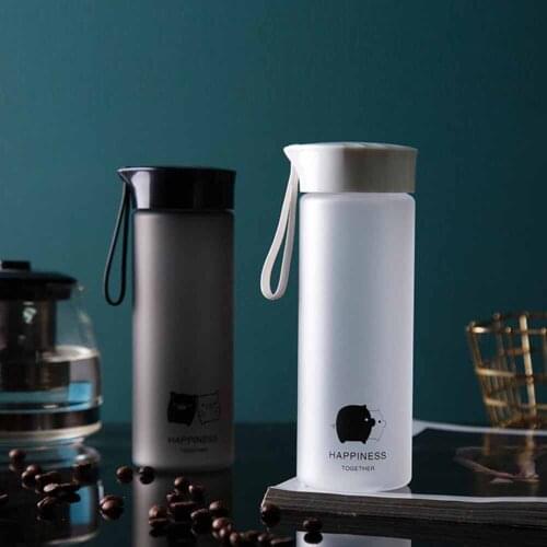 1PC 370ML17.2*6CM Creative Plastic Water Bottle with Belt Simple Leak Proof Space Cup Portable Sports Kettle Fruit Water 140gE