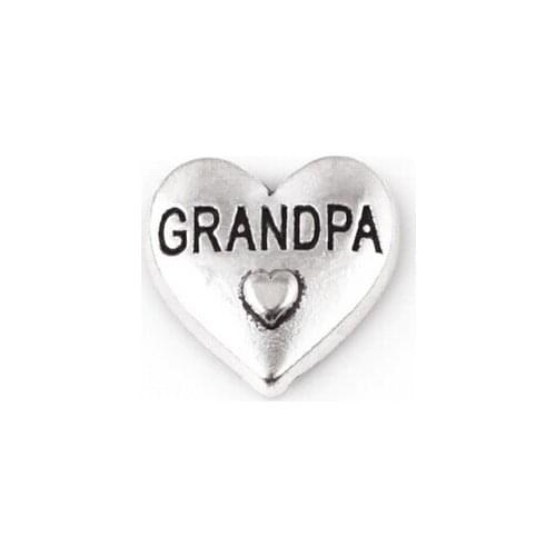 20PCS/lot Silver Plated Grandpa Word Letter Charm, DIY Heart Floating Locket Charms Fit For Magnetic Memory Locket