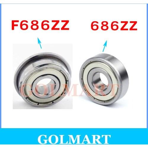 20pcs flange bearing Thin wall deep groove ball bearings F686ZZ 6*13*15*5*1.1 mm 686ZZ 6x13x5mm