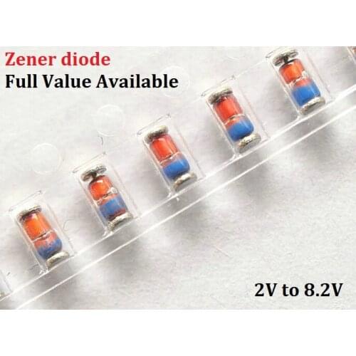 200PC 0.5W ZMM2V0/3.6V/3.9V/4.3V/4.7V/5.1V/2.2V/2.4V/2.7V/3V/5.6V/6.2V/6.8V/7.5V/8.2V Zener diode 2V2/2V4/2V7/3V3/3V6 LL34 1/2W