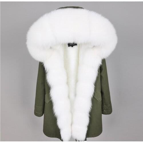 2020 womens clothing winter warm streetwear Slim fox fur collar long parka Detachable thick liner Coat winter real fur coat