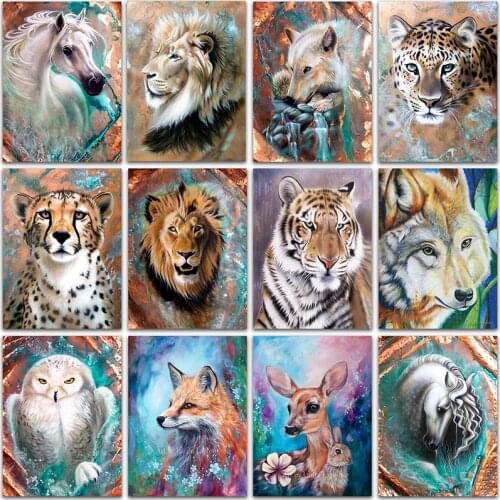 5D DIY Diamond Painting animals lion horse tiger Wolf fox Full Square&Round Dia