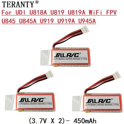 1/2/3/5/10PCS 7.4V 450mAh Lipo Battery for U818A U819 U819A WiFi FPV U845 U845A U919 U919A U945A Drone RC Quadcopter Spare Parts