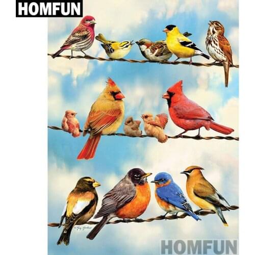 HOMFUN Full Square/Round Drill 5D DIY Diamond Painting "Colorful Bird" 3D Embroidery Cross Stitch 5D Home Decor A00984