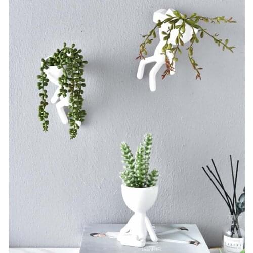 Nordic Art White Flower Pot Vase Creative Abstract Villain Wall Hanging Potted Home Decoration Ornaments Gardening Accessories