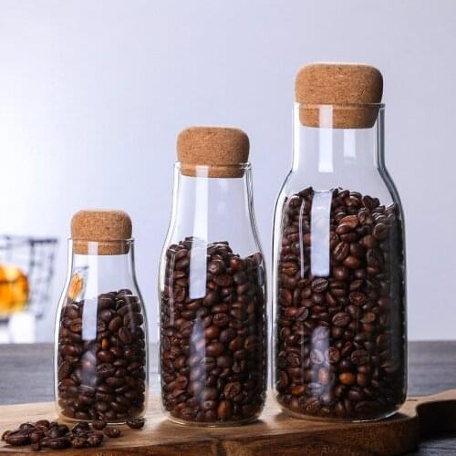 150ml 300ml 600ml Coffee Bean Storage Tank with Cork Spice Jar Flower Tea Candy Storage Box Dried Fruit Spice Storage Bottle