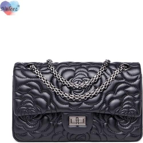 Classical Chain Bag Cross-Body Camellia Pattern Messenger Bag Sheep Leather Luxury Quality Lady Lock Big and Mini sizes