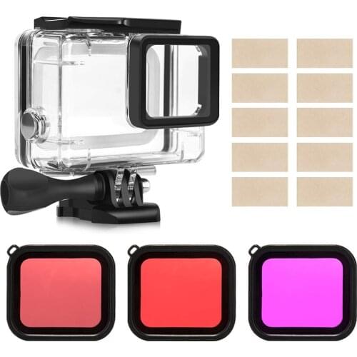 Housing Case Filter Kit for GoPro Hero 7/6/5 Black/(2018),Waterproof Case Diving Protective Shell + 3 Pack Filter Accessories