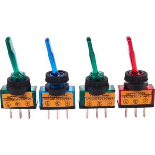 4PC 12V DC 20A LIGHT ILLUMINATED TOGGLE SWITCH CONTROL CAR BOAT DASH SPST ON/OFF