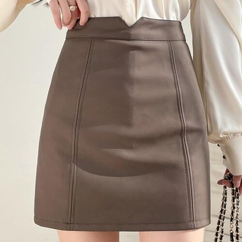 PU Matte Mini Skirts Female Autumn Winter Korean Fashion High Waist Solid Sexy A-line Leather Short Skirt Women Vintage Faldas