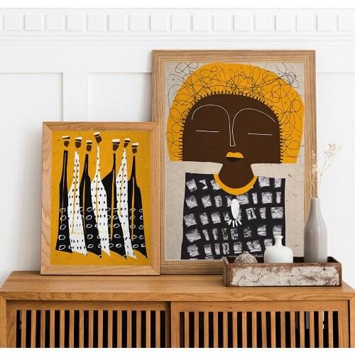 Minimalist Modern Print Painting Girl African Contemporary Decor Wall Art Canvas Poster Ethnic Conceptual Picture Home Decor