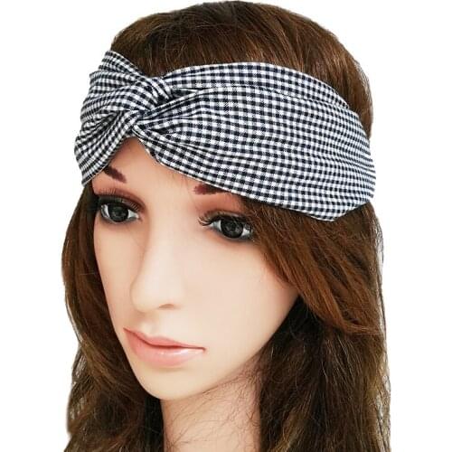 Fashion Plaid Cotton Twist Turban Headwrap for Women and Girls Sports Hair Accessories Wholesale