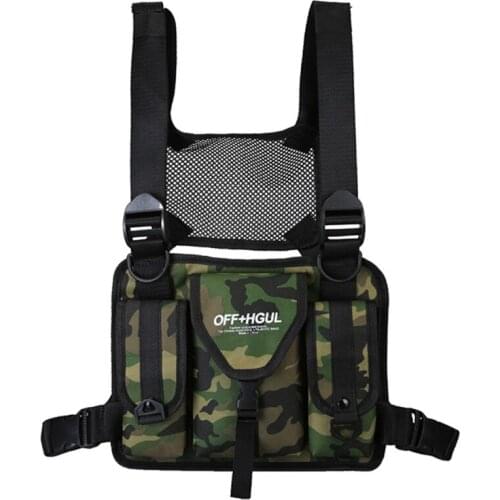 Men Tactical Chest Rig Bags Unisex Reflective Vest Hip Hop Tactical Backpack Fashion Streetwear Bag Adjustable Vest Waist Bag