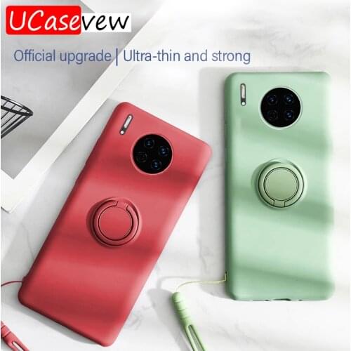 Liquid Car Ring Holder Silicone Soft Cases For Huawei P20 P30 P40 Pro Mate 30 20 Lite Honor 20 Pro Stand Magnetic Cover Stand