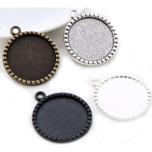 New Fashion 5pcs 25mm Inner Size 4 Colors Plated Fashion Style Cabochon Base Setting Charms Pendant