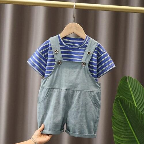 2021 New Summer Baby Boys Clothing Set Stripe Casual Wear Comfortable Kids Clothes Children Clothing