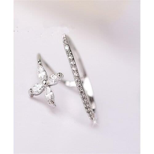 New Bridal Sets Flower Ring Elegant Woman Rings Shiny Zircon Thin Finger Wedding Ring Fashion Accessories Trendy Jewelry