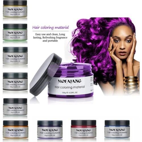 Mofajang 9 Colors Disposable Hair Color Wax One-Time Molding Paste Dye Sliver Grandma Green Hair Dye Wax Mud Cream 120g
