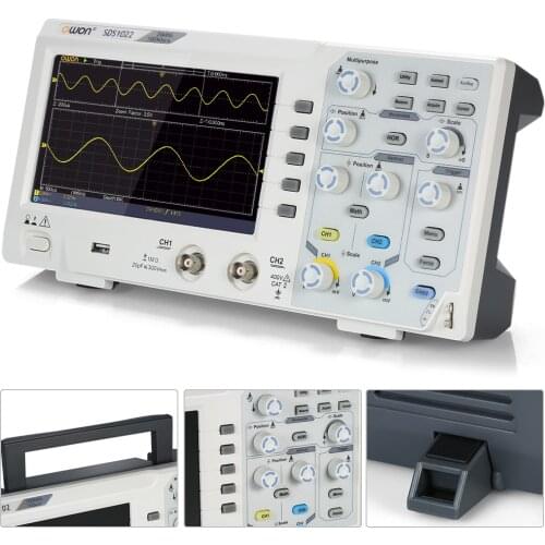 SDS1022 Digital Oscilloscope Oscillometer Digital Storage Oscilloscope 2CH 20MHz 100MS/s 7" LCD Display Oscilloscope