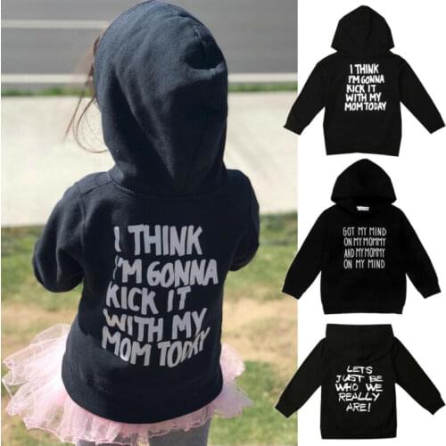1-6T Autumn Casual Toddler Kids Hoodies Baby Boy Girl T-Shirt Long Sleeve Black Hooded Tops Sweatshirt Outwear