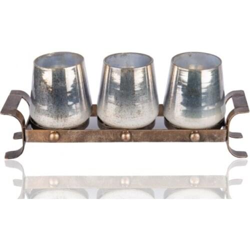 Porio Gave Ash pcs set Candle holder 43x11x17 Cm