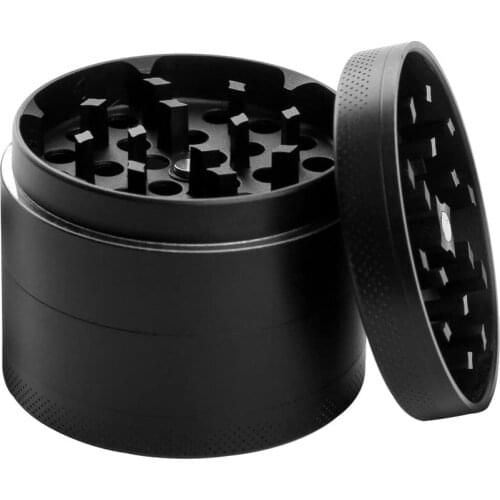 Premium Grinder 2.2 Inches 4 Piece with Pollen Catcher Durable Zinc Alloy Grinder Spice Grinder (Black)