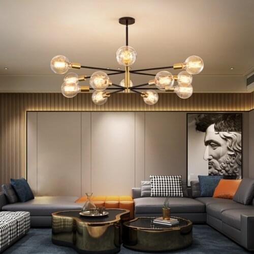 Industrial chandelier for Living Room Vintage Lamp Dining Bedroom black and gold chandelier Nordic Home Decor dining chandelier