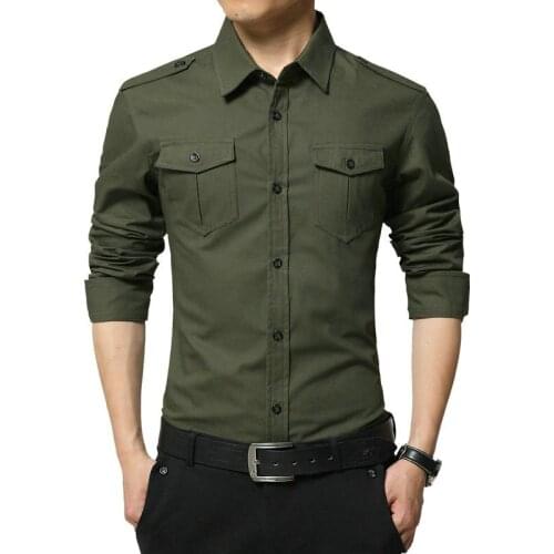 Drop shipping New Arrivals Autumn High Quality Cotton Male Shirt Long Sleeve Military Shirt Men NXP01