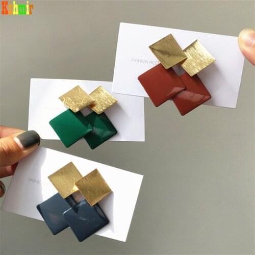 Kshmir New metal simple temperament female earrings, retro geometric earrings, splicing color earrings pendant jewelry gifts2021