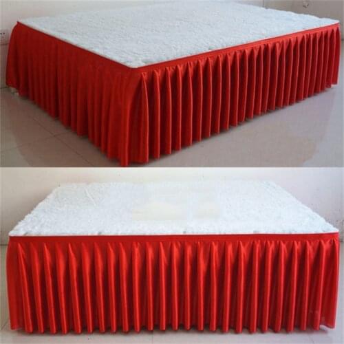 Ice silk chiffon white color wedding table skirt party banquet stage table skirt for table cloth decoration