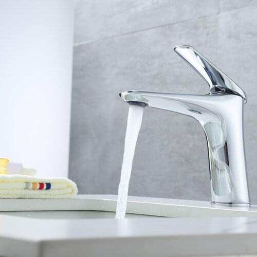 Hot & Cold Water Lavatory Modern Faucet Bathroom Sink Faucet One Hole Mount Bathroom Tap with 2 Hosefor Sink Taps