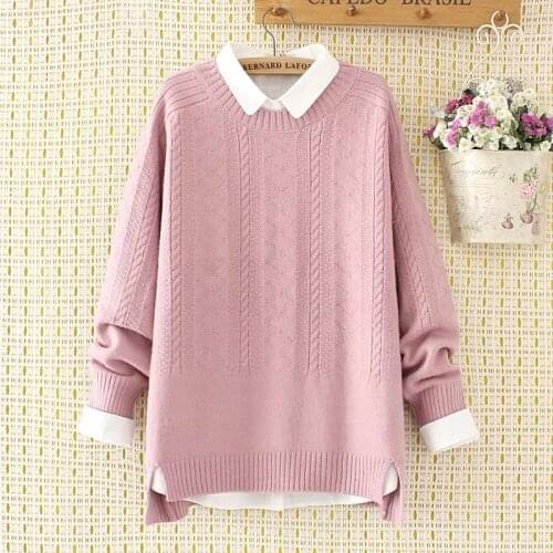 Knit Sweater Women Plus Size Spring Winter New Sweaters O-neck Long Sleeve Female Pullovers Sweater Loose Bottoming Shirt