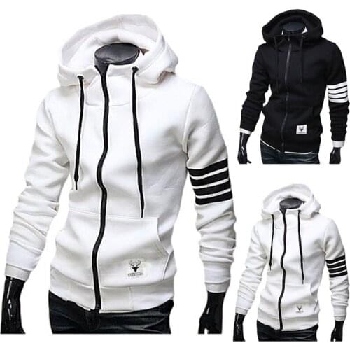 2019 spring and autumn new hooded zipper cardigan shirt mens slim Sweatshirt
