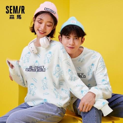 SEMIR Sweatshirt Men Ins Full Printing Unisex O Neck Top 2021 Spring New Hoodies For Man