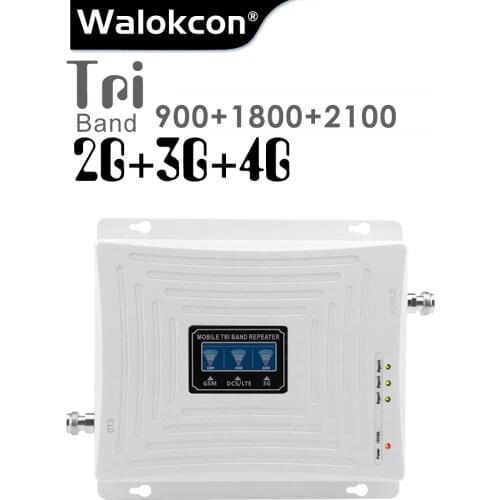 GSM 900 DCS 1800 WCDMA 2100 MHz Cellular Signal Booster 70dB Gain 2G 3G 4G Tri Band Mobile Signal Repeater GSM B1 B3 Amplifier