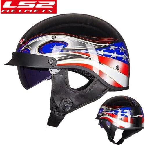 LS2 OF526 ECE approved vintage motorcycle helmet half face open face helmets inner sunglass jet retro capacete casque moto