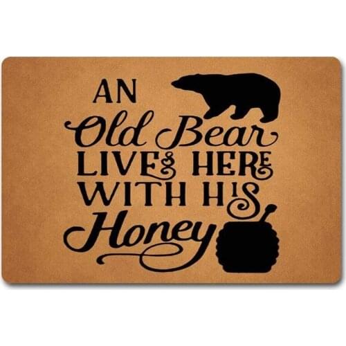 Funny Welcome Door Mat An Old Bear Lives Here With His Honey Doormat Bear Doormat Anti-Slip Mats Home Decor Welcome Mat Gift Doo