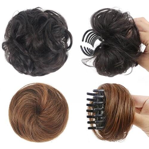 Women Diy Hair Styling Tools Half Fancy Bun Clip-on Hair Natural Wig Fluffy Coil Claws Hair Hairpins Head Bundage