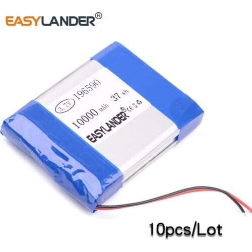 10pcs/Lot 3.7v lithium Li ion polymer rechargeable battery 196590 10000mAh Polymer Tablet pc MID IPAQ Power bank
